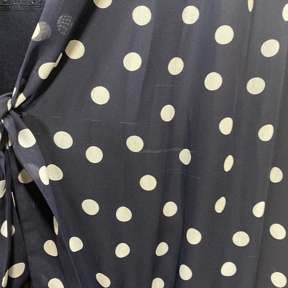 ASOS curve polka dot pleated sleeveless dress navy white - Picture 2 of 11